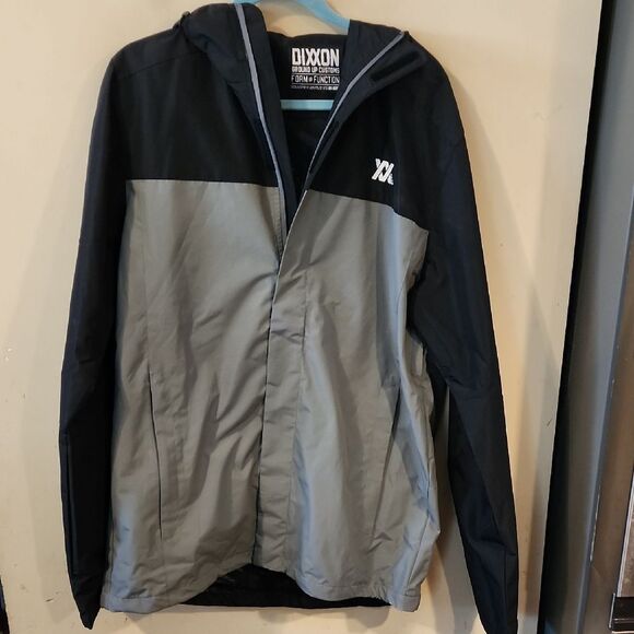 DIXXON Black and Gray Windbreaker with Hood Large Tall NWT - Picture 1 of 6
